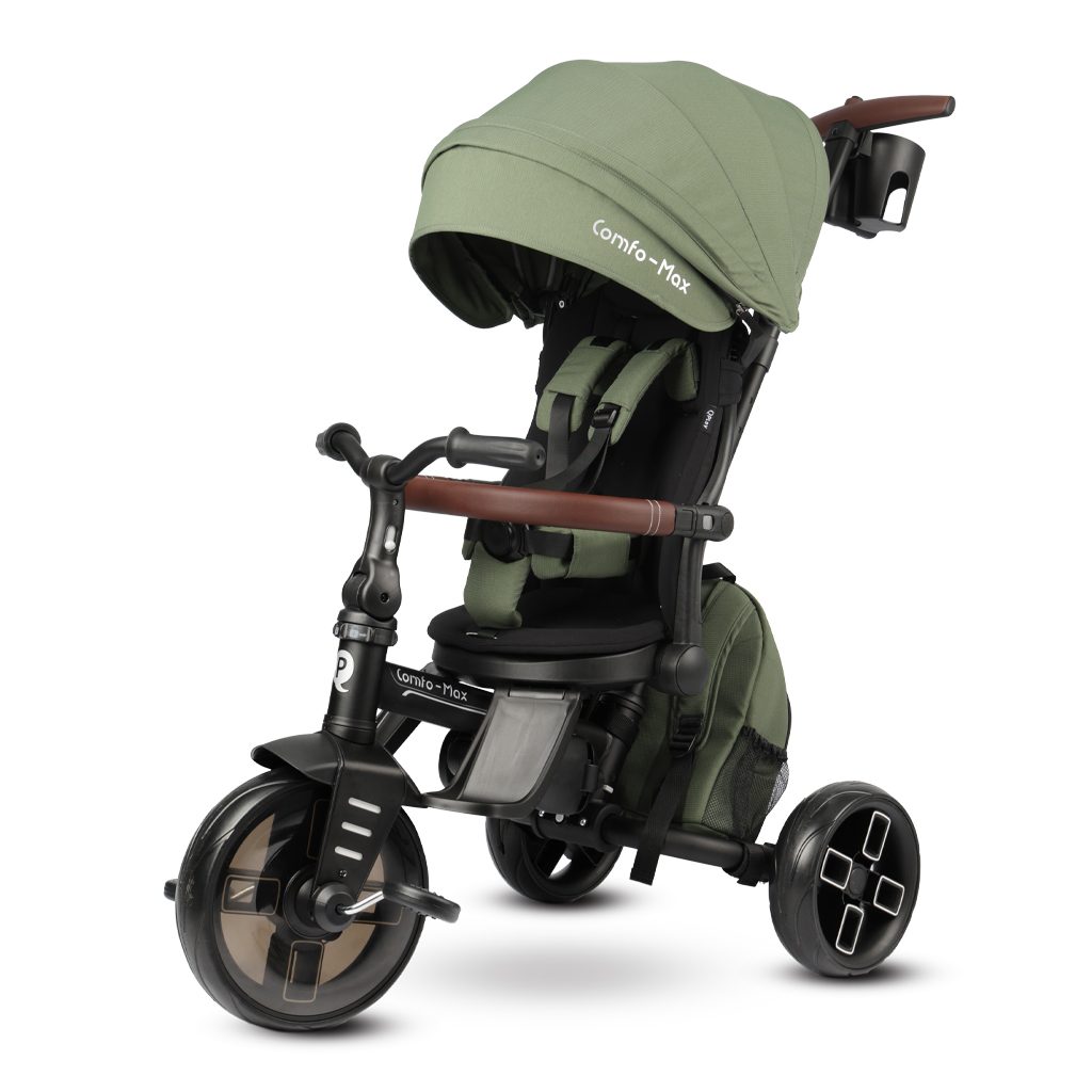 QPLAY Trojkolka Comfo Max Olive Green, 8 v 1, vek 10-72 mesiacov
