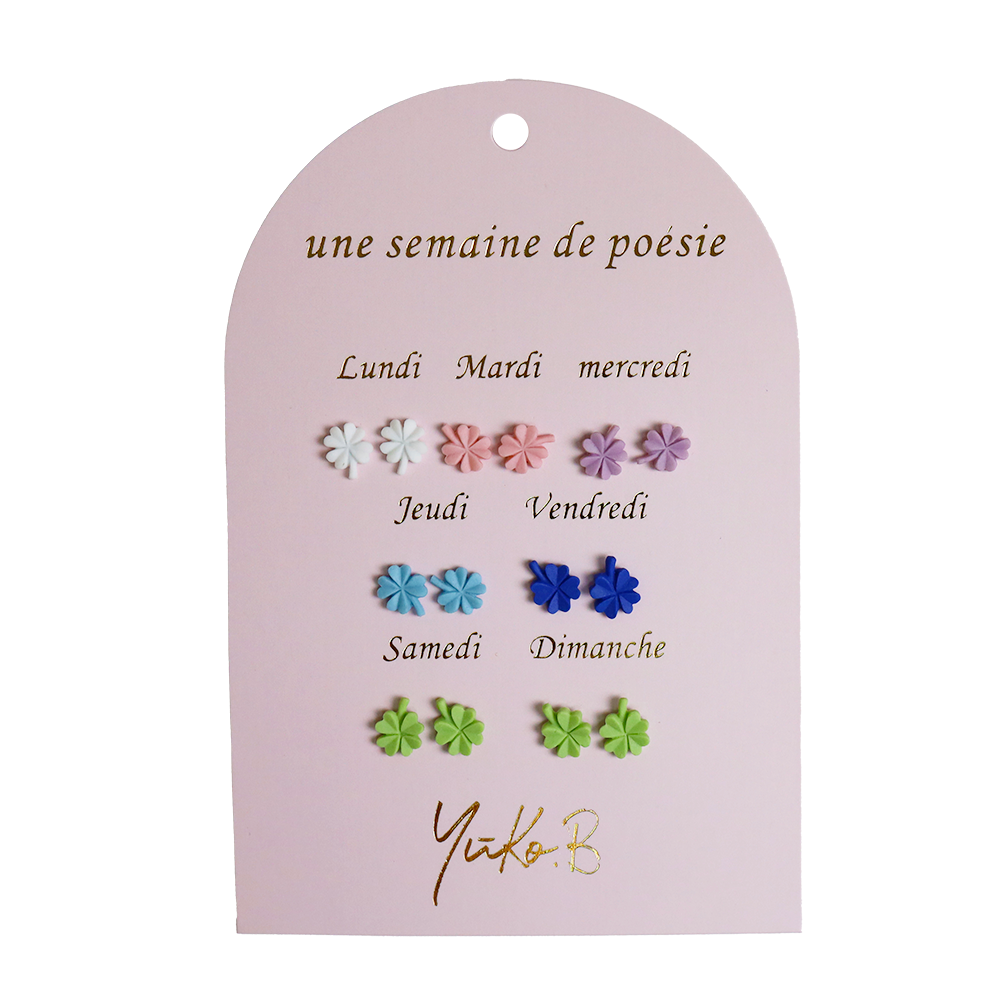 Náušnice na každý deň Štvorlístky 7 párov