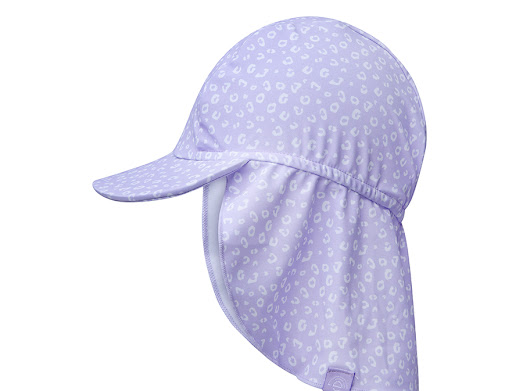 Plavkový klobúk s ochranou krku UPF 50+ Lila Leopard