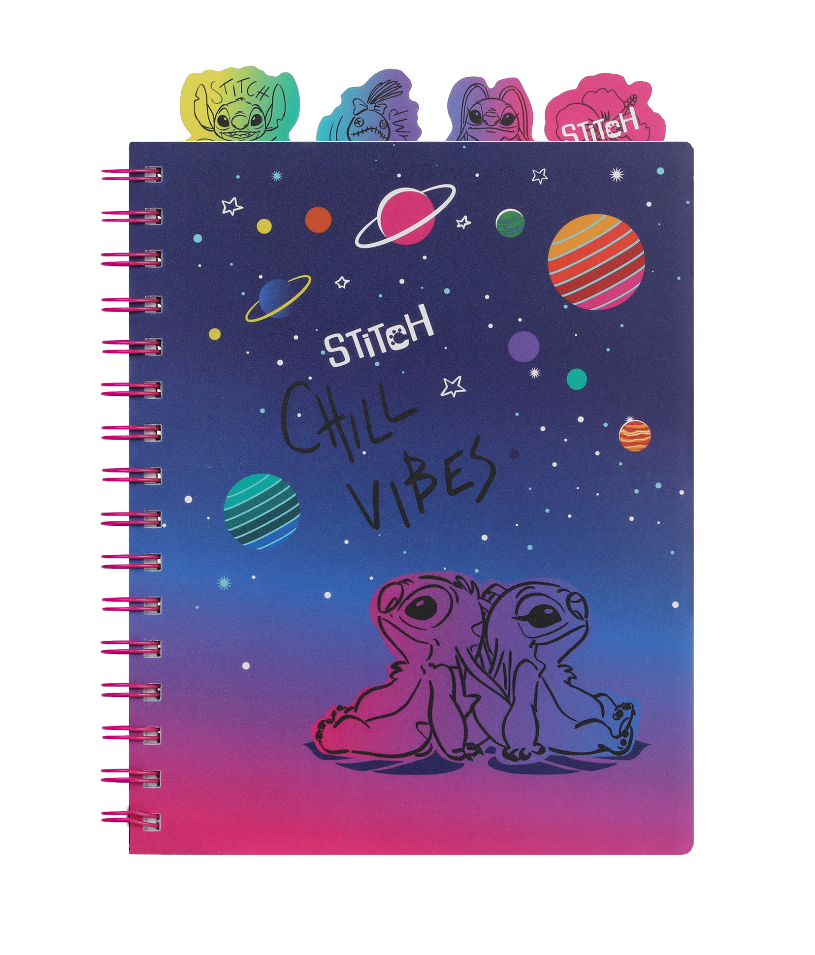 Zápisník špirálový Chill vibes A5 so záložkami Stitch Black