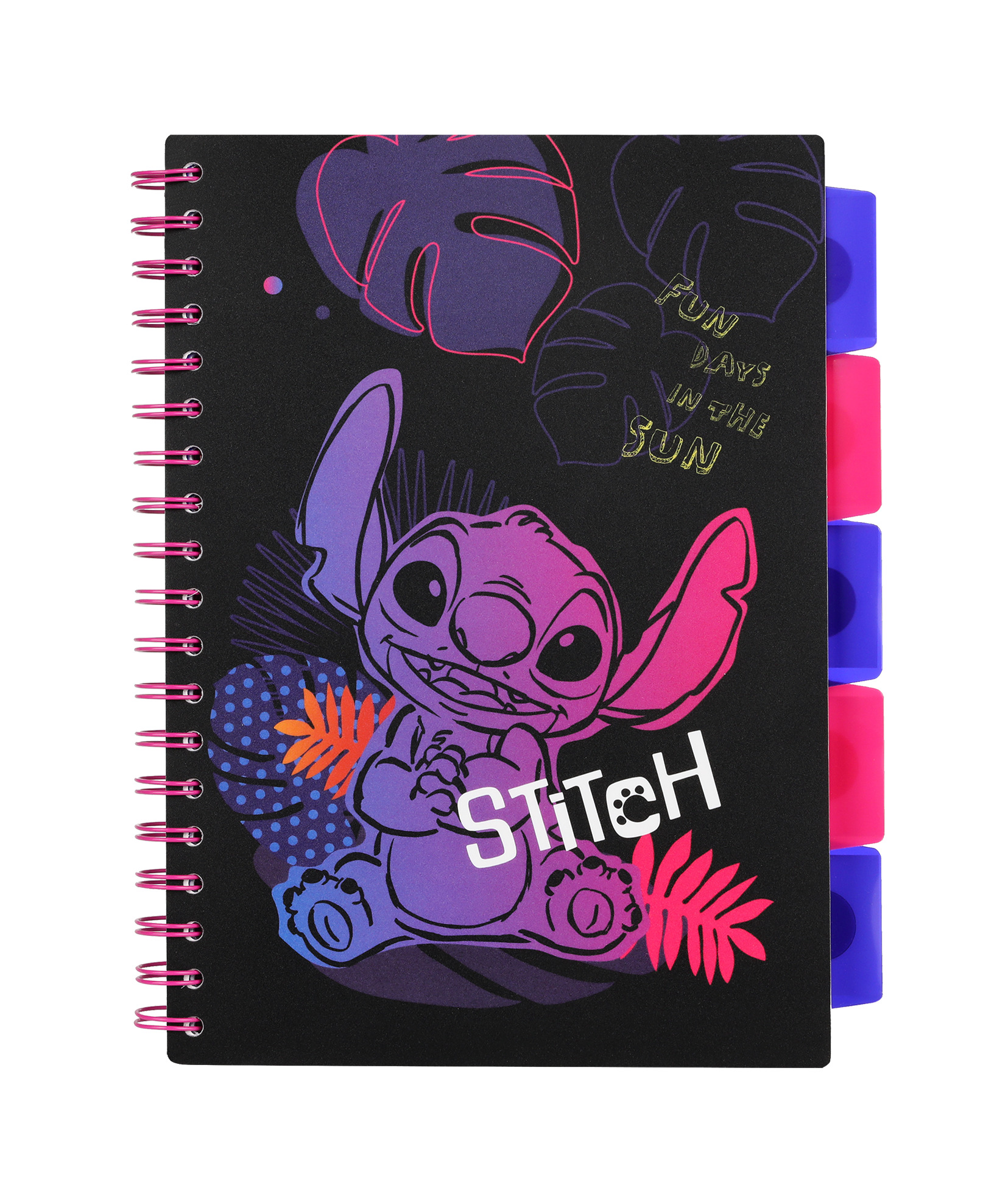Zápisník špirálový B5 so záložkami Stitch Black