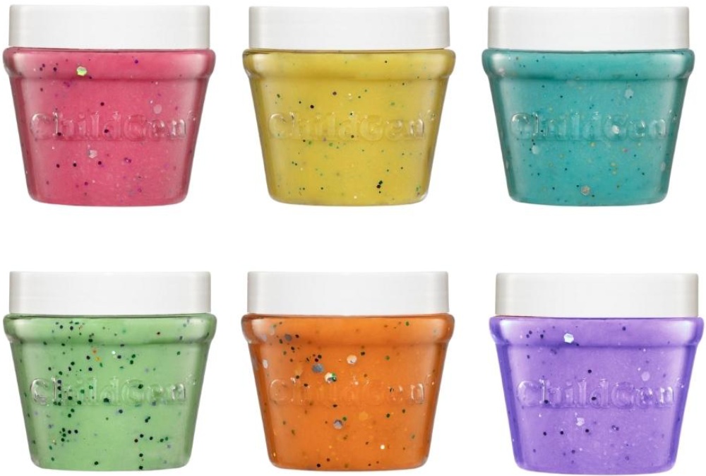 Plastelína s trblietkami v kelímku 6 ks