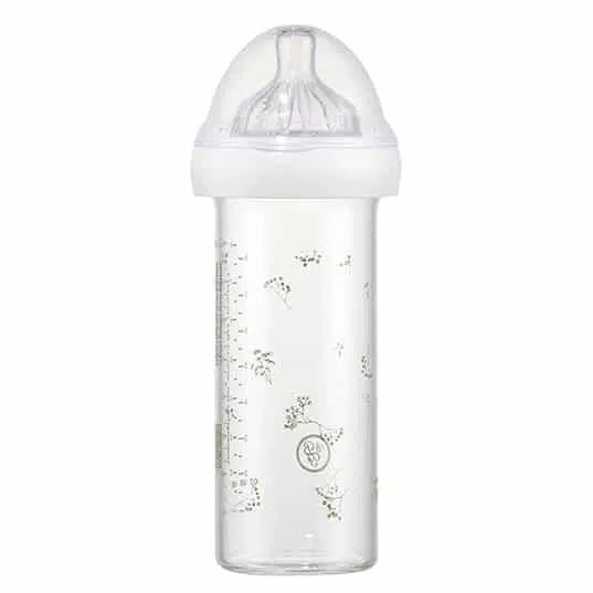 SKLENENÁ DOJČENSKÁ FĽAŠA LE BIBERON FRANCAIS GYPSOPHILLE GREEN, 240 ML, 0+m