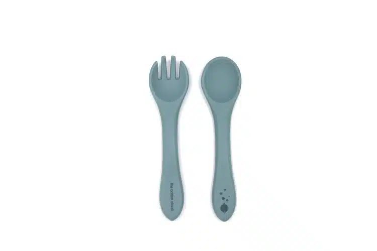 SILIKÓNOVÝ SET VIDLIČKY A LYŽIČKY COTTON CLOUD JADE