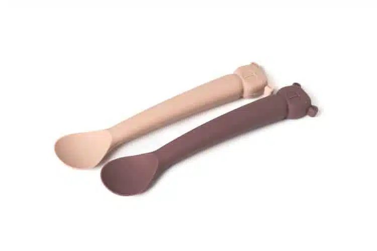 SILIKÓNOVÁ SÚPRAVA DETSKÝCH LYŽIČIEK MEDVEĎ LILI PLUM/ BLUSH