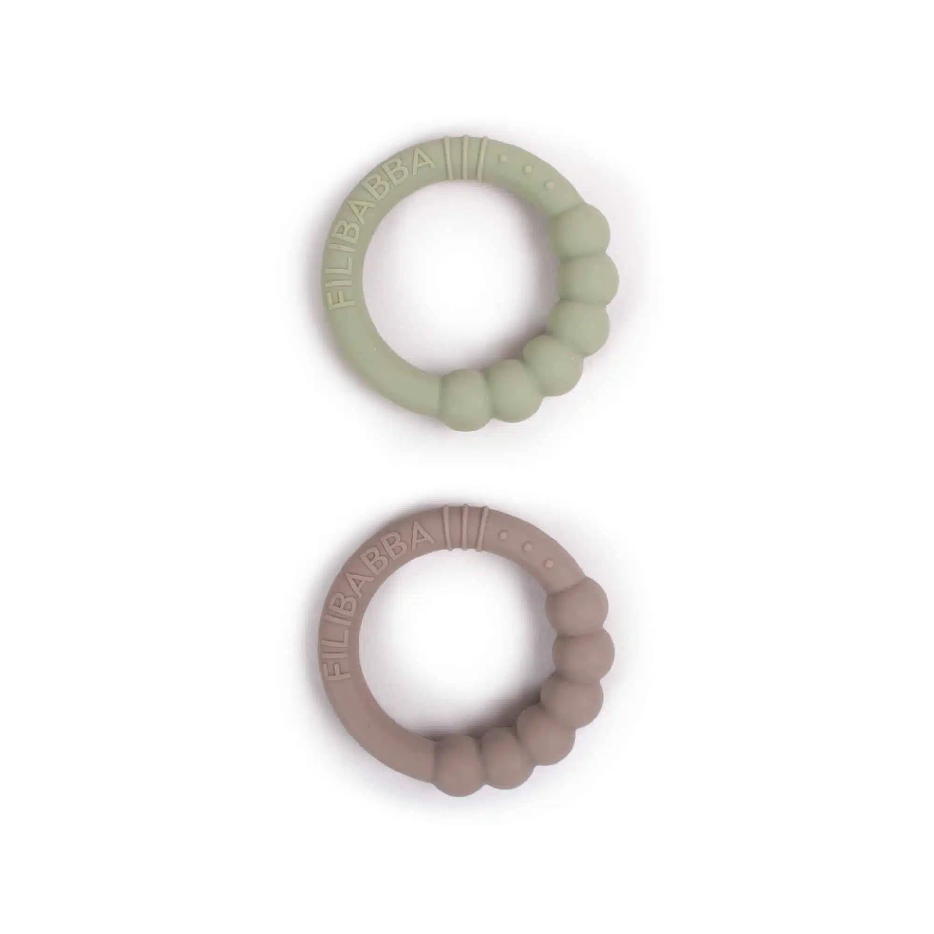 DVOJBALENIE SILIKÓNOVÝCH HRYZÁTIEK FILIBABBA WARM GREY/ OLIVE GREEN