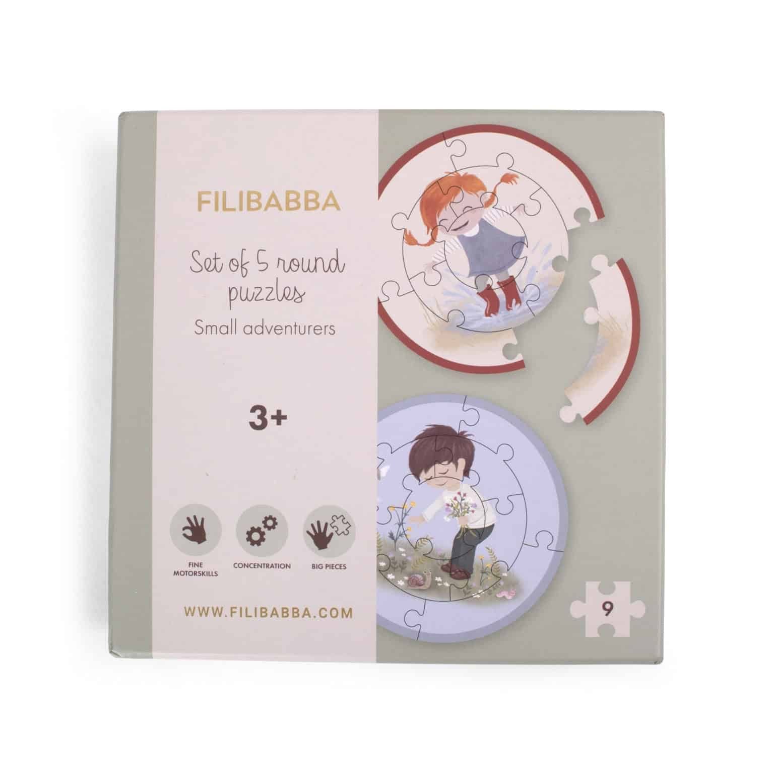 SET PIATICH OKRÚHLYCH PUZZLE FILIBABBA - SMALL ADVENTURERS