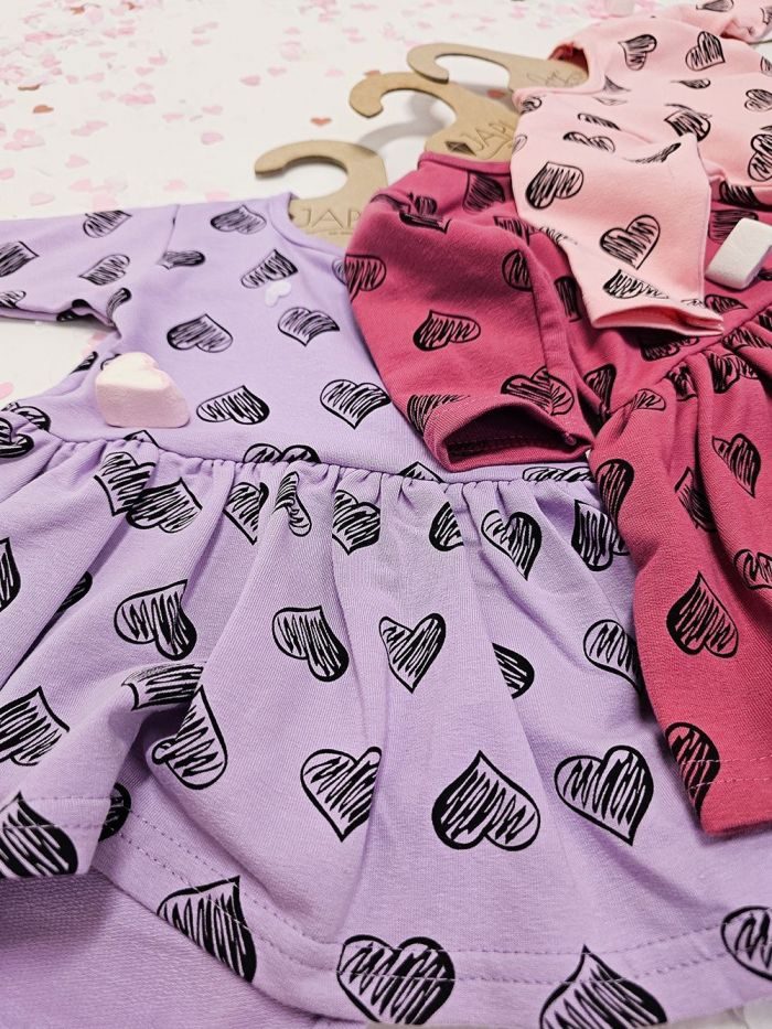 Body šaty pre bábätko ROMANTIC s dlhým rukávom - 068 - Svetlo fialová