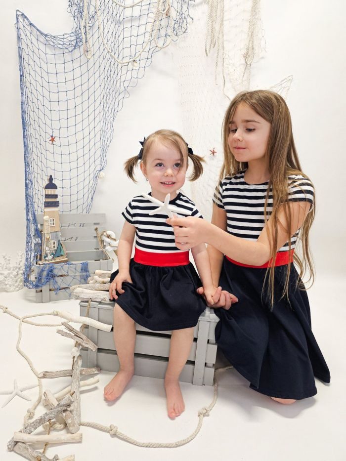 Body šaty pre bábätko MARITIME s krátkym rukávom - 068 - Tmavá modrá 2 – Obrázok 3
