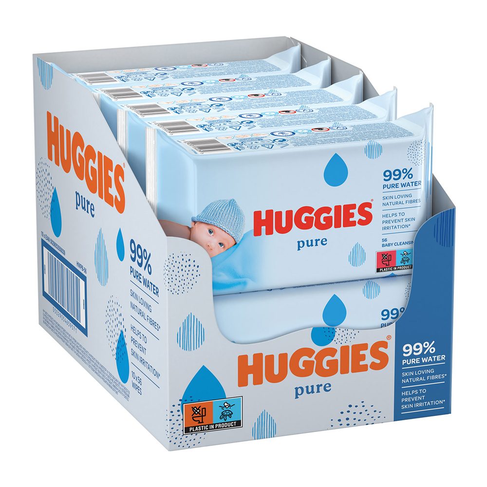 10x HUGGIES® Single Pure Obrúsky vlhčené 56 ks – Obrázok 2