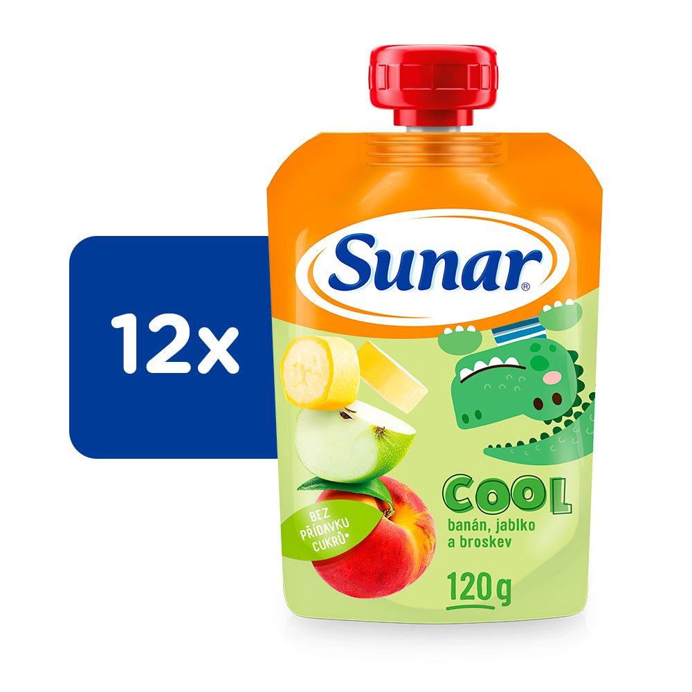 12x SUNAR Kapsička Cool ovocie broskyňa, banán, jablko 120 g