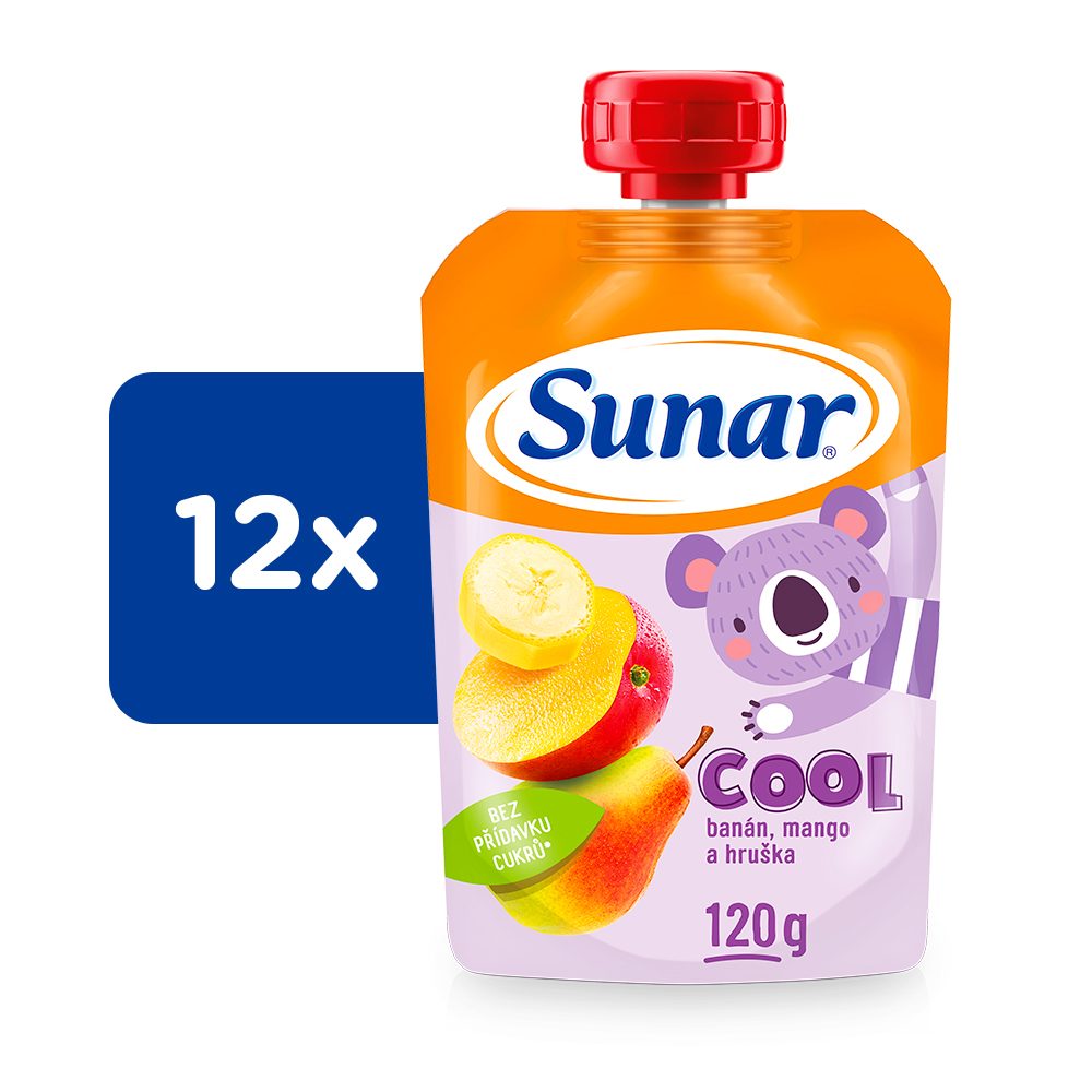12x SUNAR Kapsička Cool ovocie hruška, banán, mango 120 g