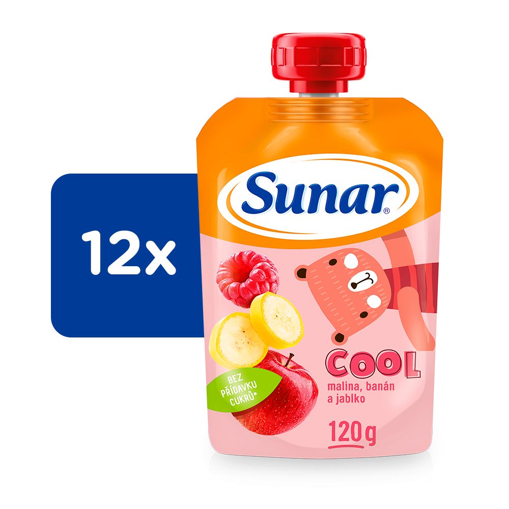 12x SUNAR Kapsička Cool ovocie malina, banán, jablko 120 g