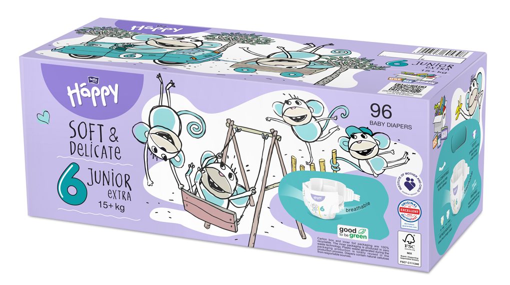 2x BELLA HAPPY Baby Plienky jednorazové Junior Extra Box 15+ kg 48 ks – Obrázok 3