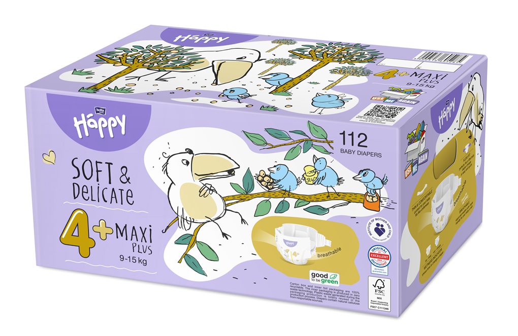 2x BELLA HAPPY Baby Plienky jednorazové Maxi Plus Box 9-15 kg 56 ks – Obrázok 3