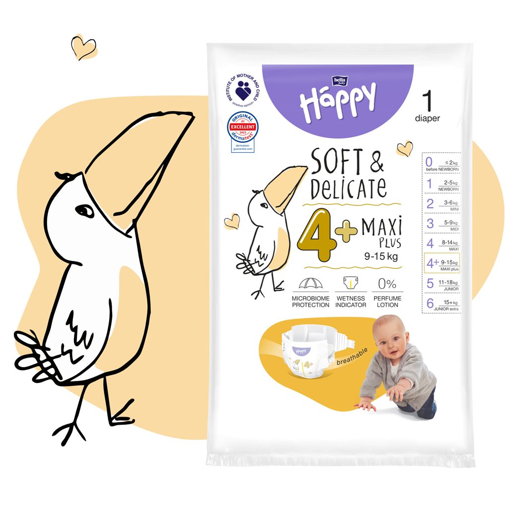 2x BELLA HAPPY Baby Plienky jednorazové Maxi Plus Box 9-15 kg 56 ks – Obrázok 5