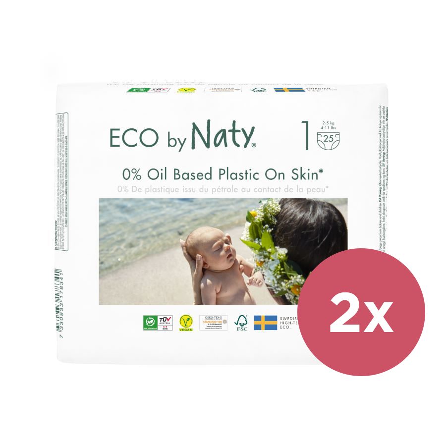 2x ECO BY NATY Plienky jednorazové 1 (2-5 kg) 25 ks