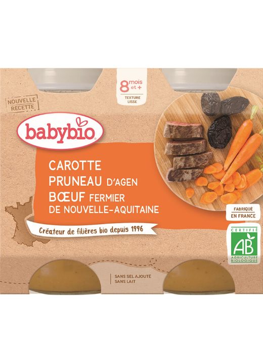 2xBABYBIO Menu mrkva a sušené slivky s hovädzím mäsom 200 g – Obrázok 2