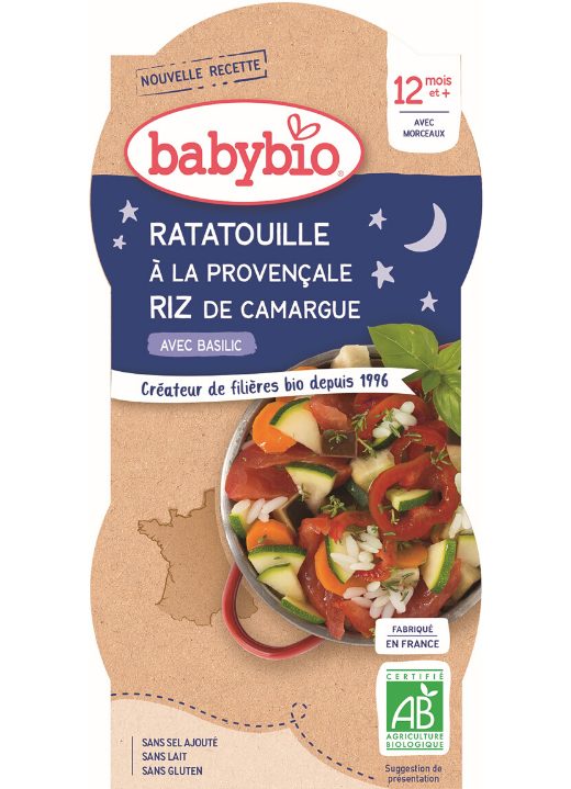 2xBABYBIO Večerné menu ratatouille po provensálsky s ryžou 200 g – Obrázok 2