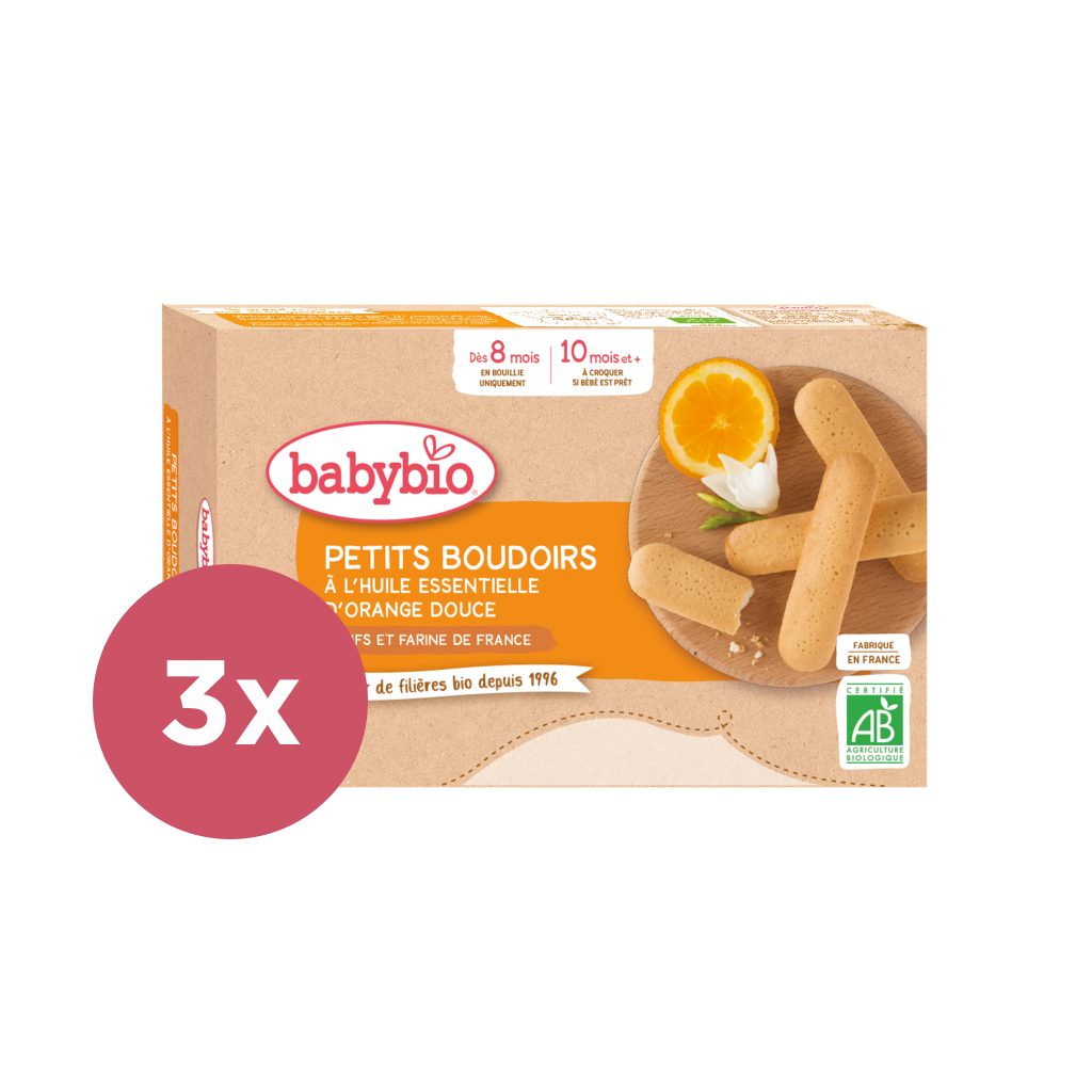 3x BABYBIO Bio piškóty s esenciálnym olejom zo sladkého pomaranča 120 g – Obrázok 2