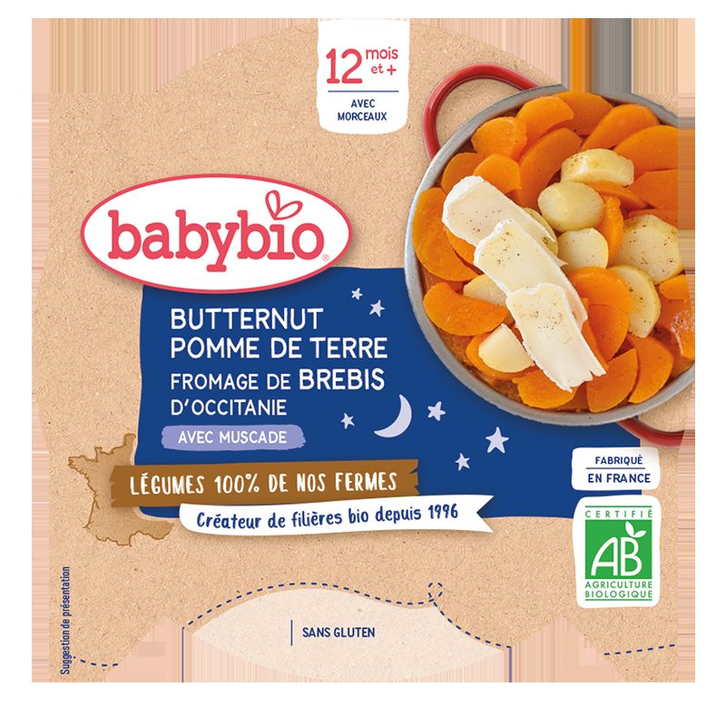 3x BABYBIO Zemiaky maslová tekvica ovčí syr 230 g – Obrázok 3