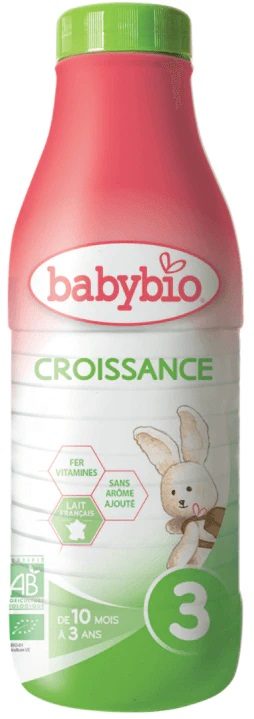 3x BABYBIO Croissance 3 tekuté dojčenské bio mlieko 1 l – Obrázok 3