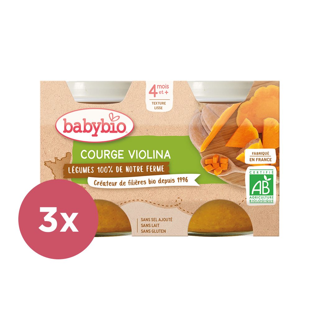 3x BABYBIO Tekvica Violina z našej vlastnej ekofarmy 2x 130 g – Obrázok 2