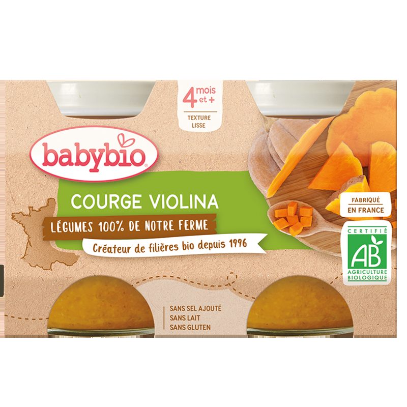 3x BABYBIO Tekvica Violina z našej vlastnej ekofarmy 2x 130 g – Obrázok 3
