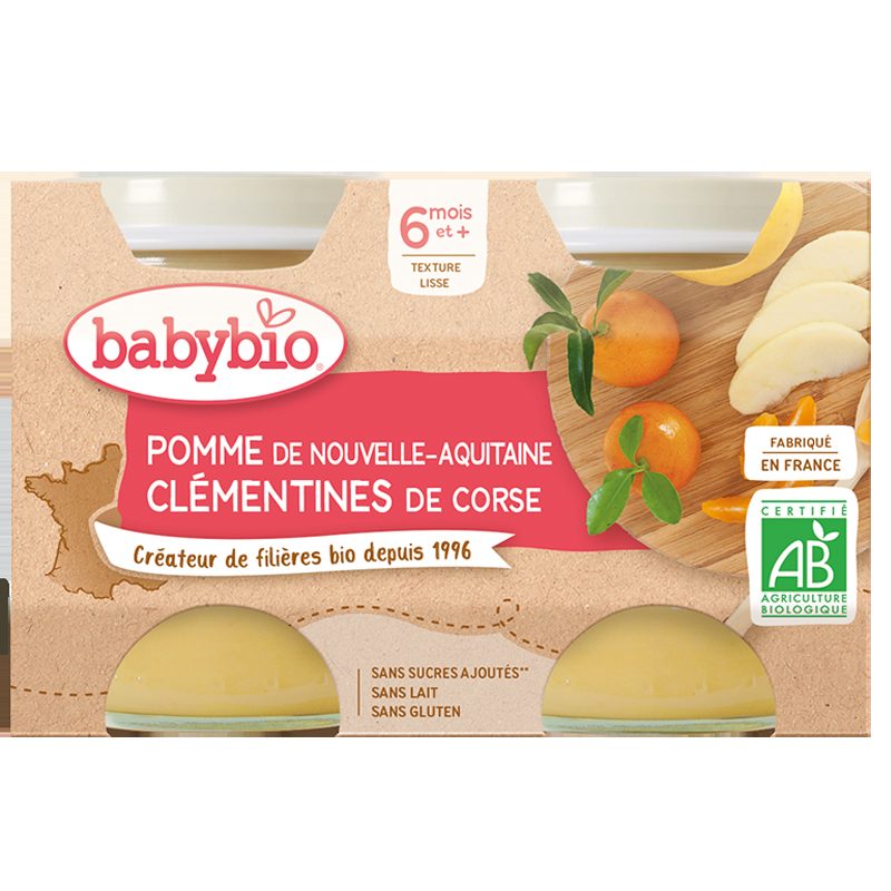 3x BABYBIO Jablko s klementínky 2x 130 g – Obrázok 3