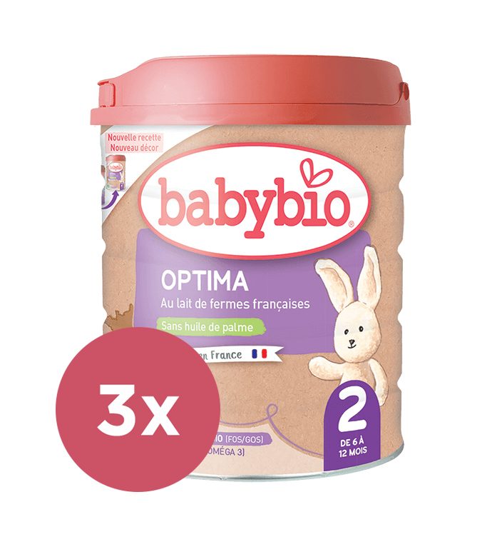 3x BABYBIO OPTIMA 2 dojčenské bio mlieko 800 g – Obrázok 2