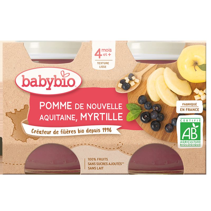 3x BABYBIO Príkrm jablko čučoriedky 2x 130 g – Obrázok 3