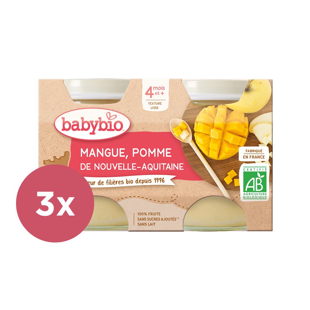 3x BABYBIO Príkrm jablko mango 2x 130 g – Obrázok 2