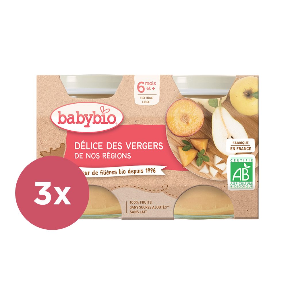 3x BABYBIO Príkrm ovocná zmes 2x 130 g – Obrázok 2