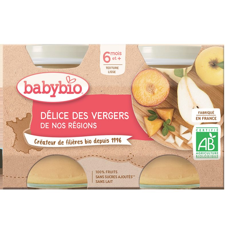 3x BABYBIO Príkrm ovocná zmes 2x 130 g – Obrázok 3