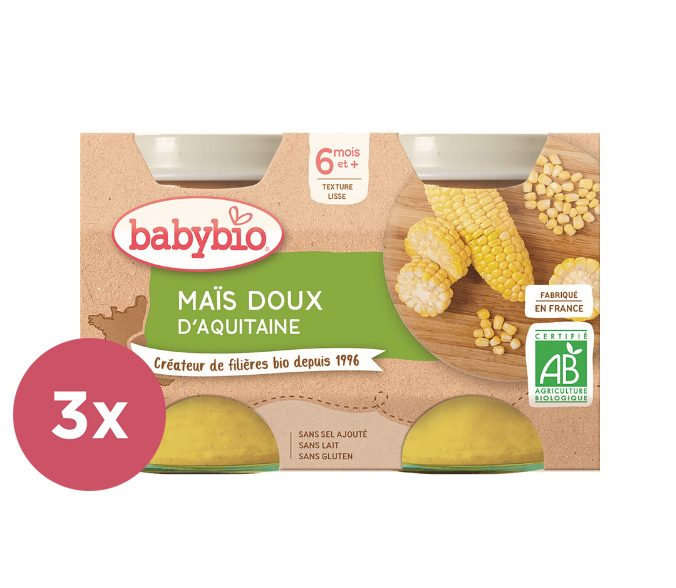 3x BABYBIO Príkrm sladká kukurica 2x 130 g – Obrázok 2