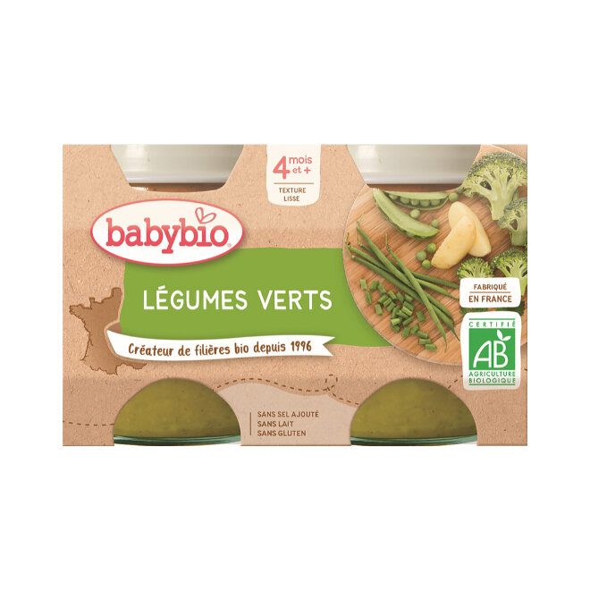 3x BABYBIO Príkrm zelená zelenina 2x 130 g – Obrázok 3