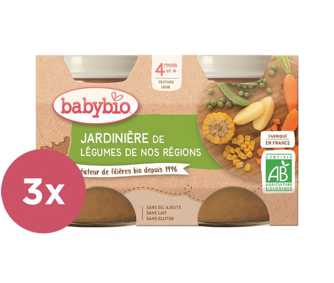 3x BABYBIO Príkrm zeleninová zmes 2x 130 g – Obrázok 3