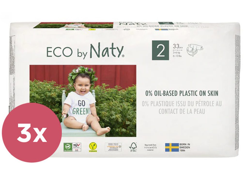 3x ECO BY NATY Plienky jednorazové 2 (3-6 kg) 33 ks – Obrázok 2