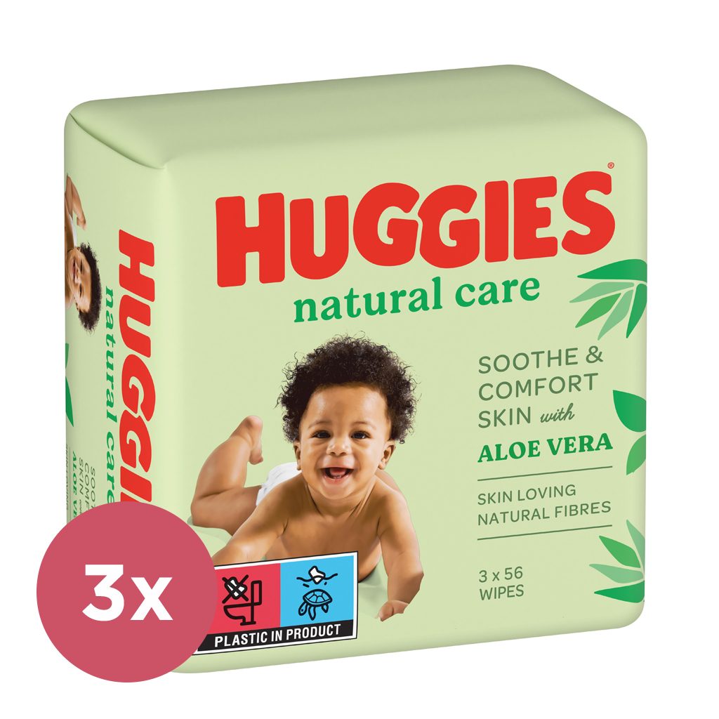3x HUGGIES® Natural Care Obrúsky vlhčené 56x3 ks – Obrázok 2