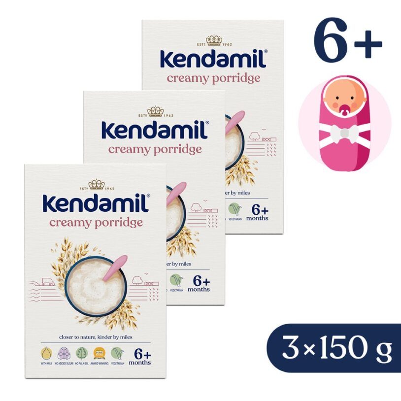 3x KENDAMIL Kaša mliečna krémová ovsená (150 g), 6m+ – Obrázok 2