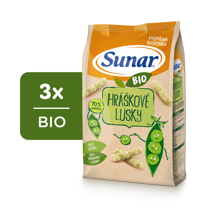 3x SUNAR BIO Chrumky Hráškové struky 45 g – Obrázok 2