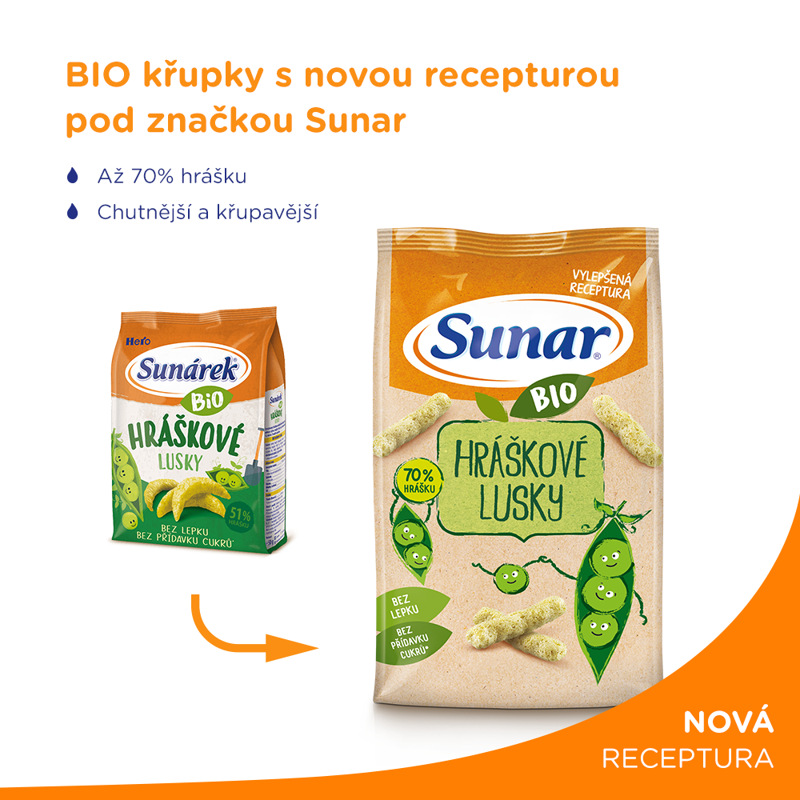 3x SUNAR BIO Chrumky Hráškové struky 45 g – Obrázok 3