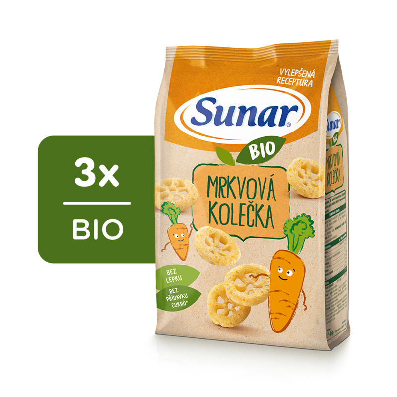 3x SUNAR BIO Chrumky Mrkvové kolieska 45 g – Obrázok 2