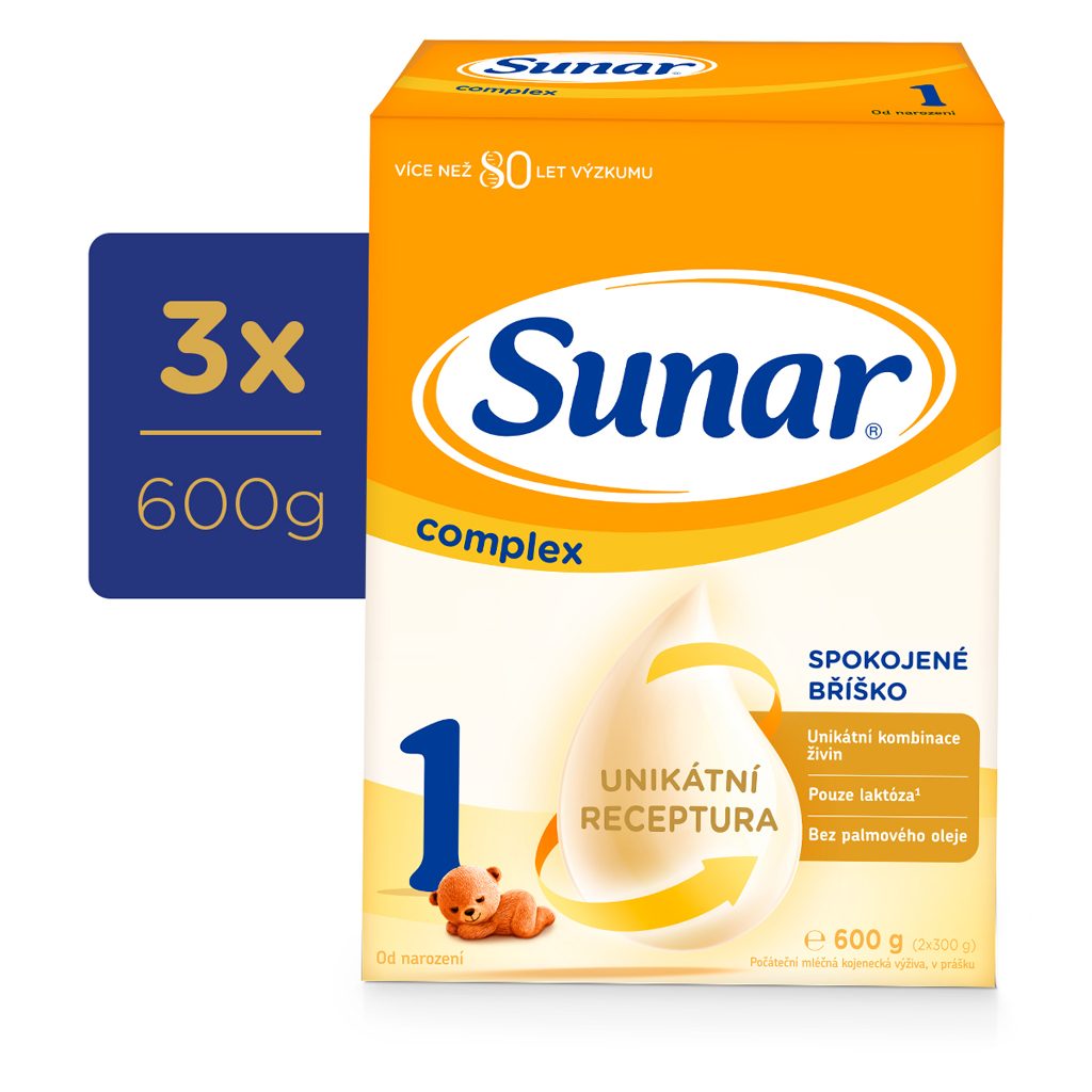 3x SUNAR Complex 1 Mlieko počiatočné 600 g