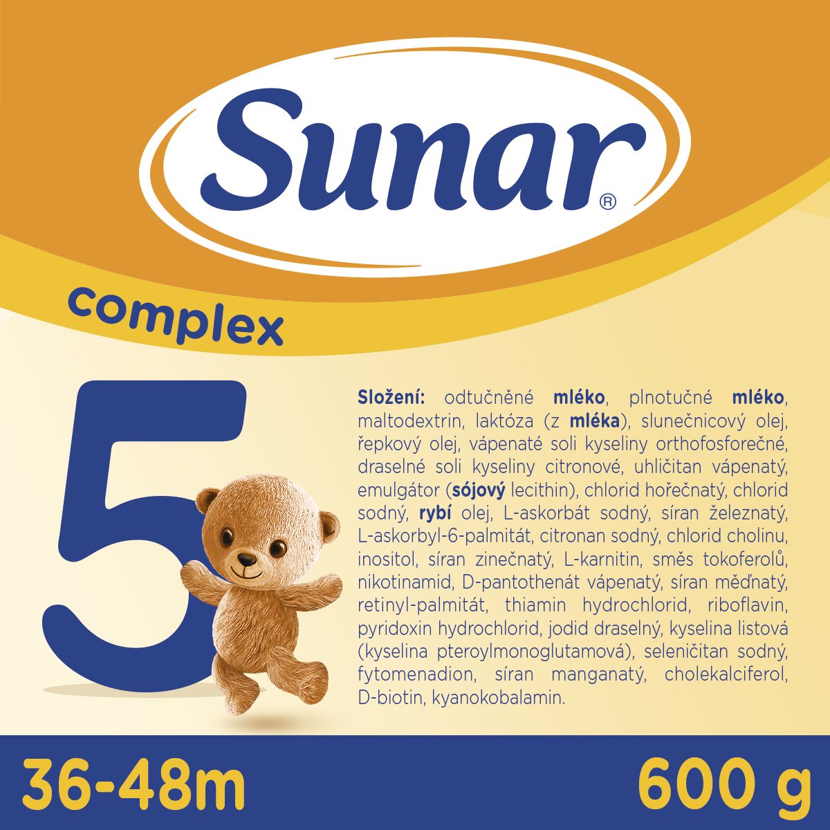 3x SUNAR Complex 5 Mlieko dojčenské 600 g – Obrázok 5