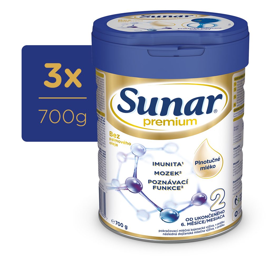 3x SUNAR Premium 2 Mlieko následné 700 g