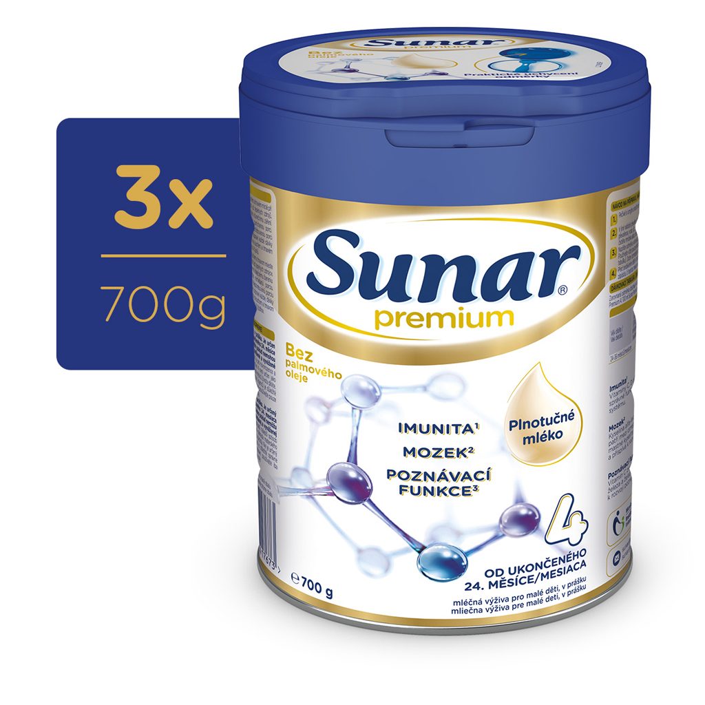 3x SUNAR Premium 4 Mlieko dojčenské 700 g