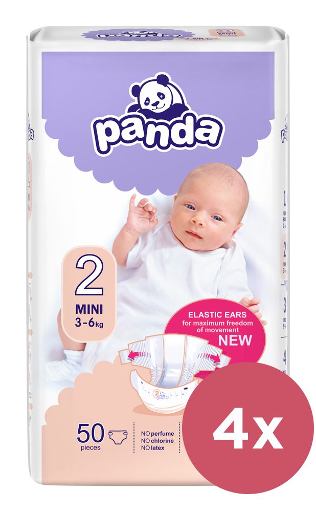 4x BELLA PANDA Mini 50 ks (3-6 kg) - jednorazové plienky – Obrázok 2