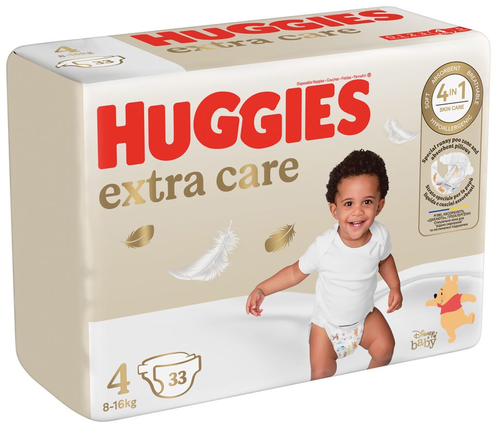 4x HUGGIES® Plienky jednorázové Extra Care 4 (8-14 kg) 33 ks – Obrázok 4