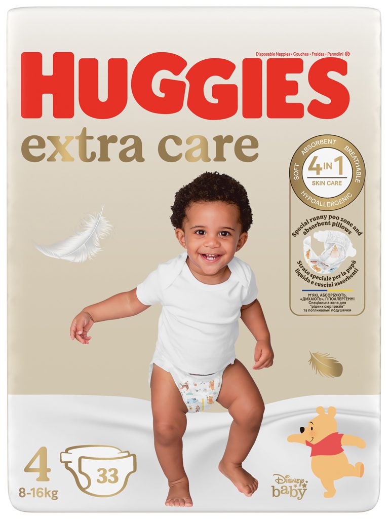 4x HUGGIES® Plienky jednorázové Extra Care 4 (8-14 kg) 33 ks – Obrázok 5